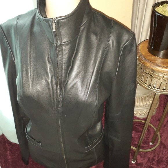 JLC New York Women's Leather Blazer Jacket - Picture 2 of 8